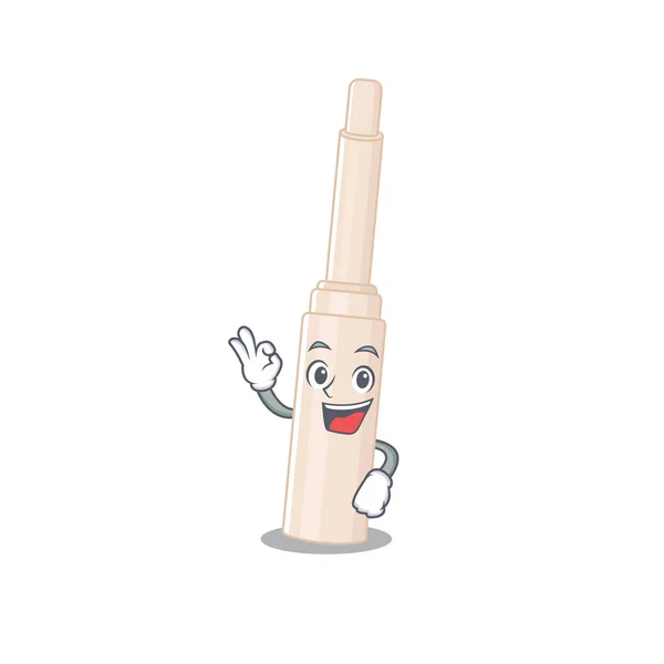 Concealer stick mascotte design stijl tonen OK gebaar vinger — Stockvector