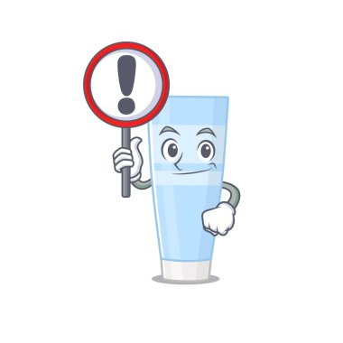 Bir çizgi film ikonu göz kremi ve ünlem levhası.