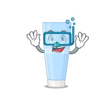 Göz kremi maskotu tasarımı dalış gözlükleriyle yüzer