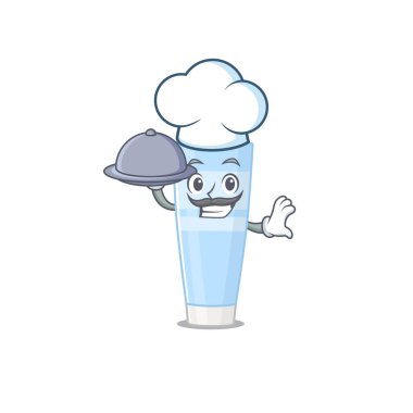 Maskot tasarımı. Göz kremi şefi tepside yemek servisi yapıyor.