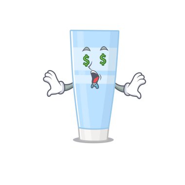 Zengin çizgi film karakteri konsepti, para gözlü göz kremi.