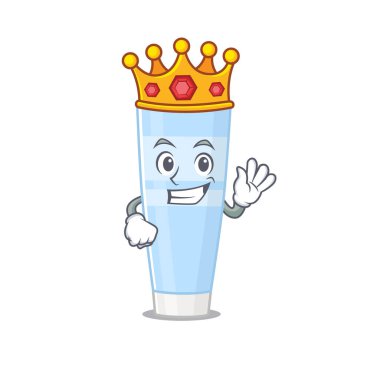 Göz kreminin bilge kralı altın taçlı maskot tasarımı.