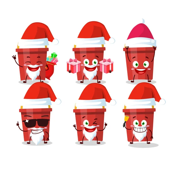 Emoticons de Papai Noel com personagem de desenho animado balde de areia — Vetor de Stock
