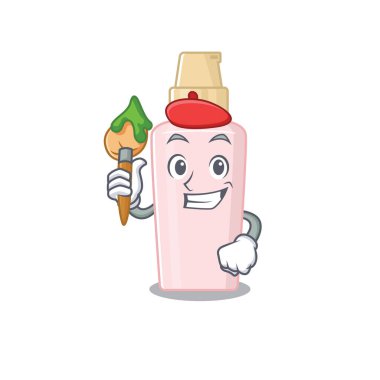 Sanatsal bir vakıf ressamı, fırça kullanarak maskot tasarımı