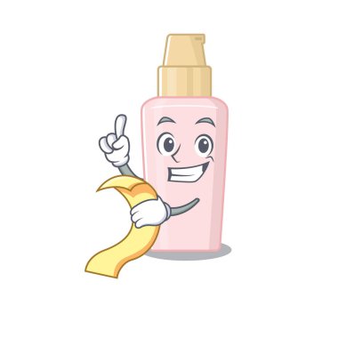 Elinde menü olan vakıf maskotu karakteri.