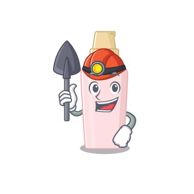 Madencinin alet ve miğferli bir karikatür resmi