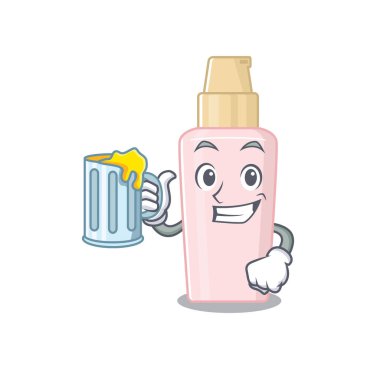 Bir bardak birayla temellendirilmiş bir çizgi film kavramı.