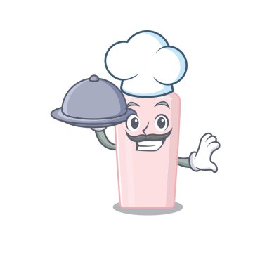 Maskot tasarımı. Vakıf şefi tepside yemek servisi yapıyor.