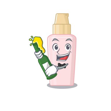 karikatür tasarımı temel kavramı bira şişesiyle tezahürat yapıyor