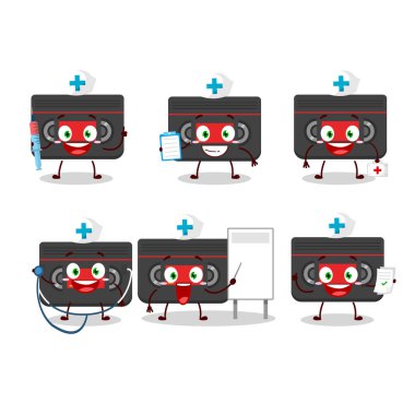 Doktor mesleği simgesi ve retro kaset karakteri.