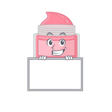 Çizgi film tasarımı komik vücut bandı bir tahtanın arkasında duruyor.