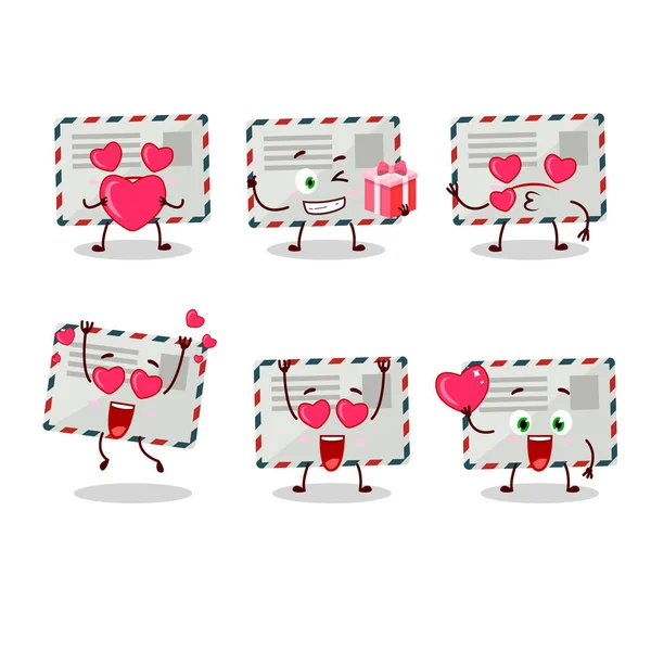 Busta personaggio dei cartoni animati con amore emoticon carino — Vettoriale Stock