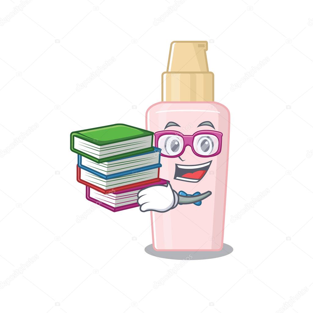 A diligent student in foundation mascot design concept read many books