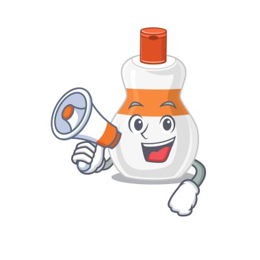 Vücut losyonu karton resim stili megafondan duyuru yapıyor.