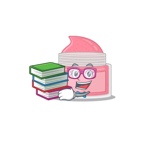 Corpo srub estudante mascote design ler muitos livros quando estudar em casa — Vetor de Stock