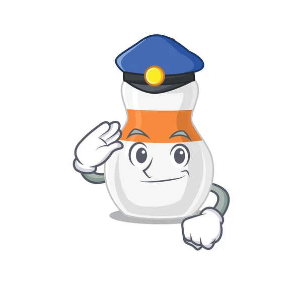 A handsome Police officer cartoon picture of body lotion with a blue hat — Stock Vector