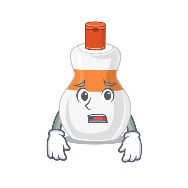 Çizgi film tasarımı vücut losyonu endişeli yüzünü gösteriyor