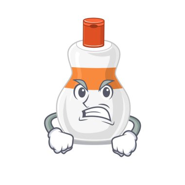 Çılgın bir yüze sahip vücut losyonunun çizgi film stili.