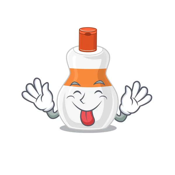 Amusing body lotion cartoon picture style with tongue out face — Stock Vector