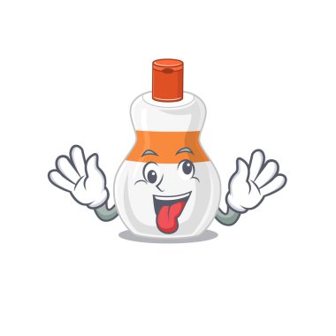 Maskot tasarımı vücut losyonunun komik çılgın bir yüzü var.