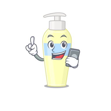 Serum karikatür karakteri telefonda arkadaşlarıyla konuşuyor.