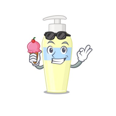 Dondurma tutan bir serumun karikatür çizimi.