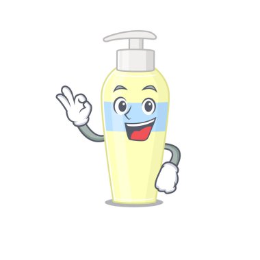 Serum maskotu tasarımı gösteriliyor Tamam jest parmağı