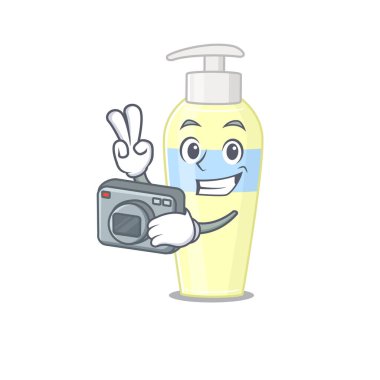 Kamerayla çalışan profesyonel bir fotoğrafçı serumu karikatürü