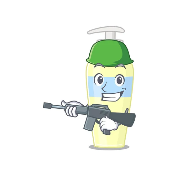 A cartoon picture of Army serum holding machine gun — Stock Vector