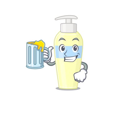 Bir bardak birayla serumun çizgi film konsepti.