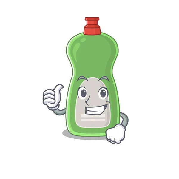 Lavagem de pratos líquido desenho animado imagem design mostrando OK dedo pose — Vetor de Stock