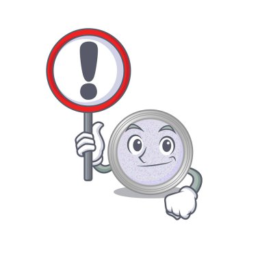 Ünlem levhası olan simli bir göz farı karikatürü. Vektör illüstrasyonu