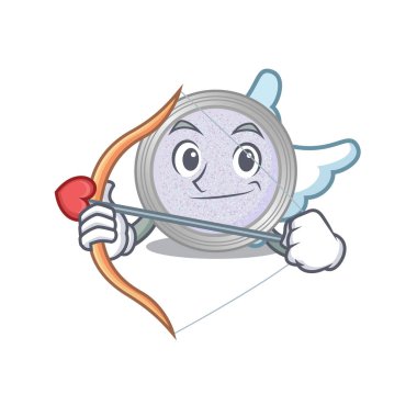 Tatlı aşk tanrısı çizgi filminde okla çizilmiş göz farı. Vektör illüstrasyonu