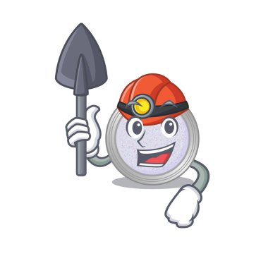 Parlak bir göz farı madencisinin alet ve miğferli bir resmi. Vektör illüstrasyonu