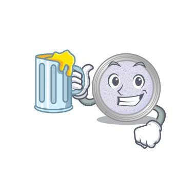 Bir bardak birayla göz farı karikatürü konsepti. Vektör illüstrasyonu