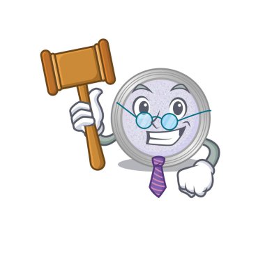 Gözlük takan parlak maskot tasarımının bilge bir yargıcı. Vektör illüstrasyonu