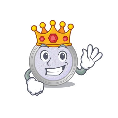 Pırıltılı göz farı takan bilge bir kral. Altın taçlı bir maskot tasarımı. Vektör illüstrasyonu