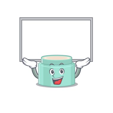 Karikatür karakteri bir tahtayı kaldırır. Vektör illüstrasyonu