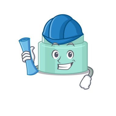 Mavi izli bir ruj mimarının karikatür resmi. Vektör illüstrasyonu