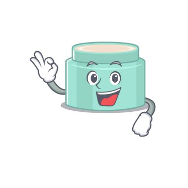 Lipbalm maskot tasarımı tamam işaret parmağı gösteriyor. Vektör illüstrasyonu