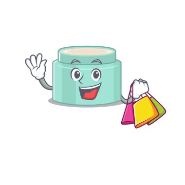 Alışveriş torbaları olan zengin ruj çizgi film karakteri. Vektör illüstrasyonu