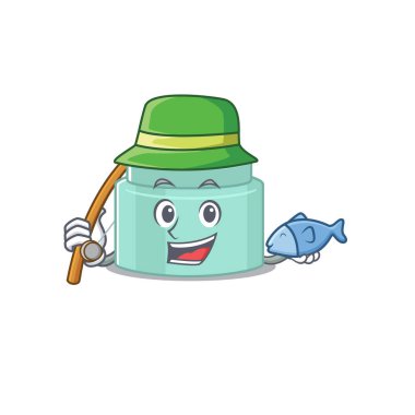 Çizgi film tasarım tarzı ruj balığa gider. Vektör illüstrasyonu