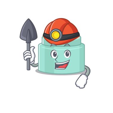 Ruj merhemi madencisinin alet ve miğferli bir resmi. Vektör illüstrasyonu