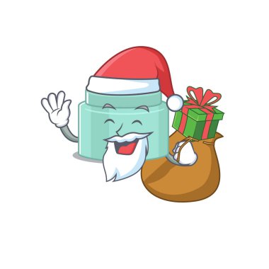 Noel Baba 'nın Noel hediyesini aldığı karikatür tasarımı. Vektör illüstrasyonu
