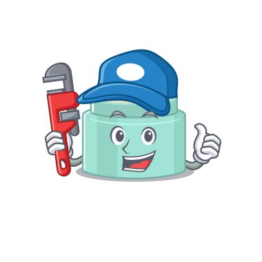 karikatür karakteri tasarımı ruj, aletli bir tesisatçı gibi. Vektör illüstrasyonu