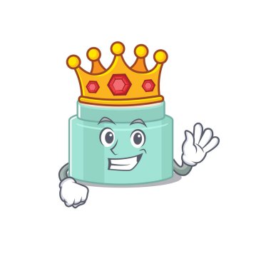 Ruj maskotu tasarımının bilge kralı. Altın taçlı. Vektör illüstrasyonu