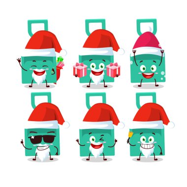 Noel Baba simgeleri ile kum küreği çizgi film karakteri. Vektör illüstrasyonu