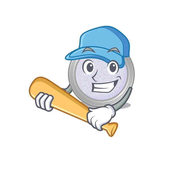 Fard Paupières Paillettes Attrayant Personnage Caricature Jouant Baseball Illustration Vectorielle — Image vectorielle