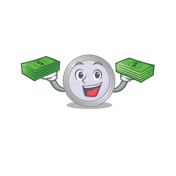 Rico Personagem Desenho Animado Glitter Sombra Com Muito Dinheiro Ilustração — Vetor de Stock