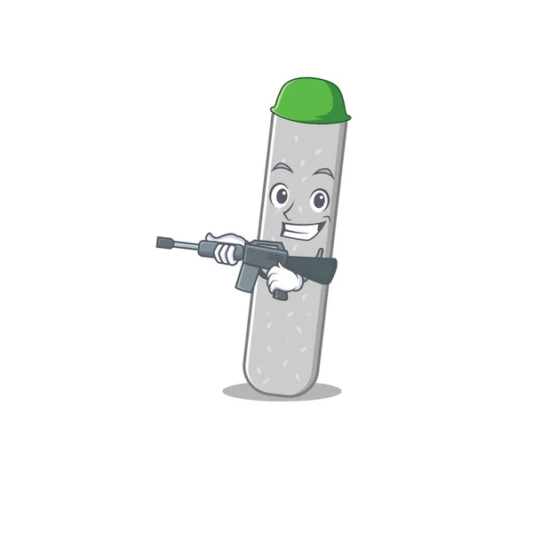 機銃を持つ魅力的な軍隊のエメリーボード漫画の画像スタイル — ストックベクタ